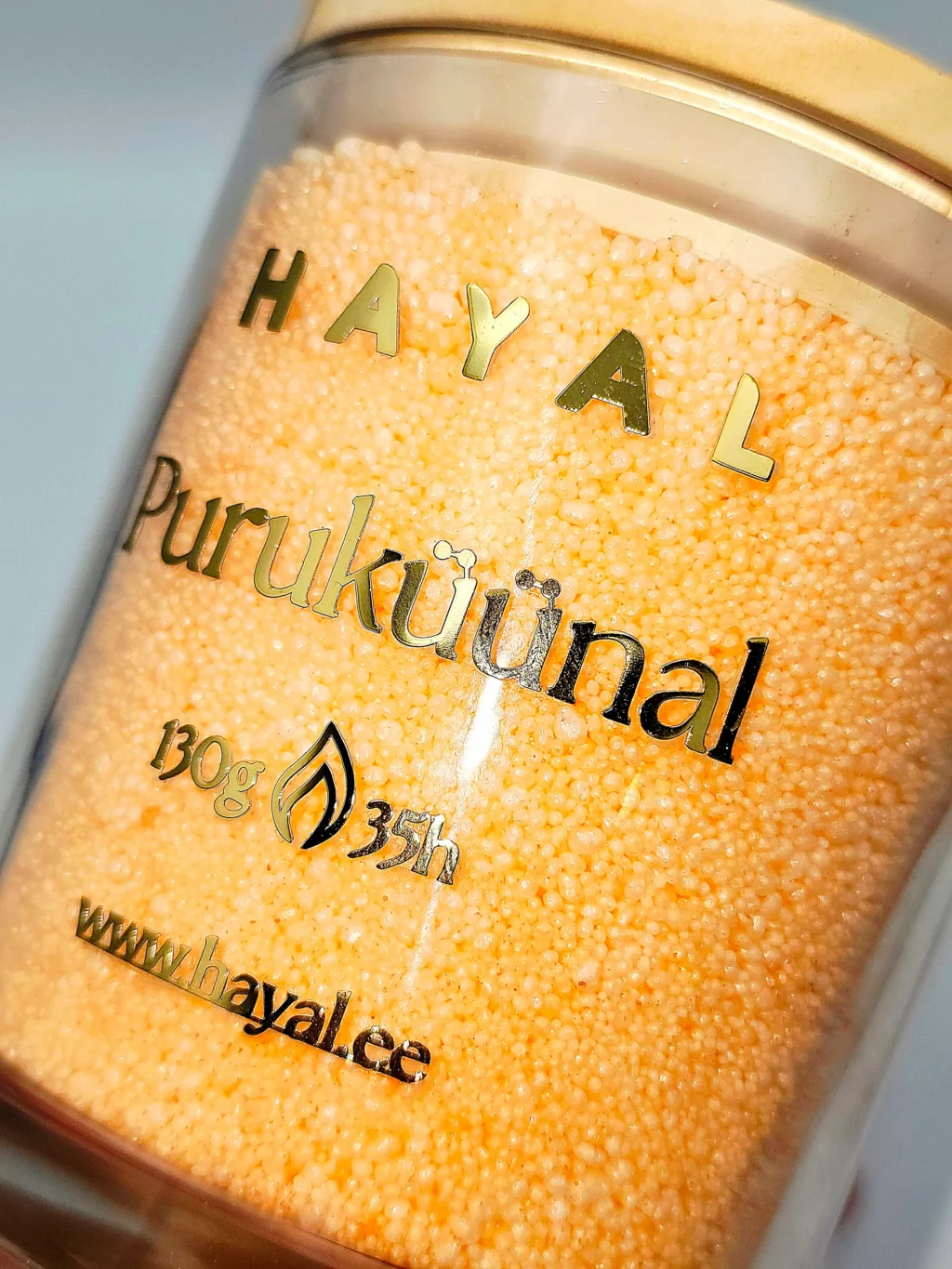 Looduslik küünal, lõhnatu. Puruküünal klaasis