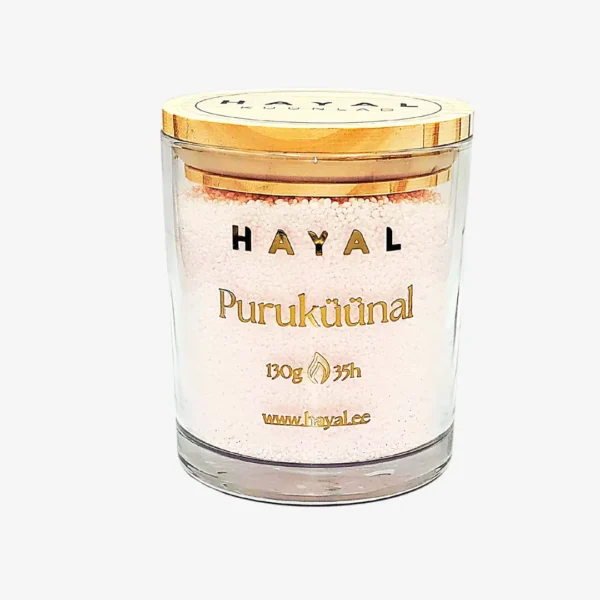 värviline puruküünal klaasis soe roosa