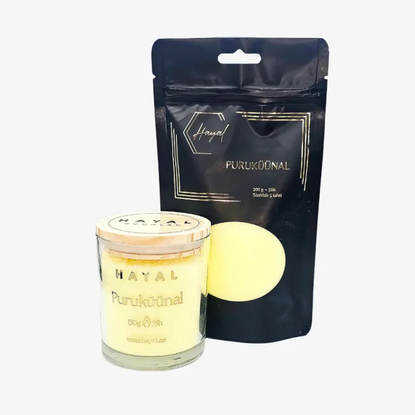 puruküünal klaasis + 200g täitepakk Kollane